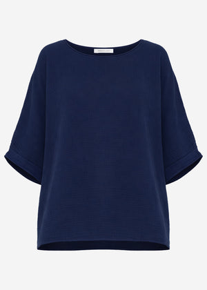 Casual muslin shirt - dark blue