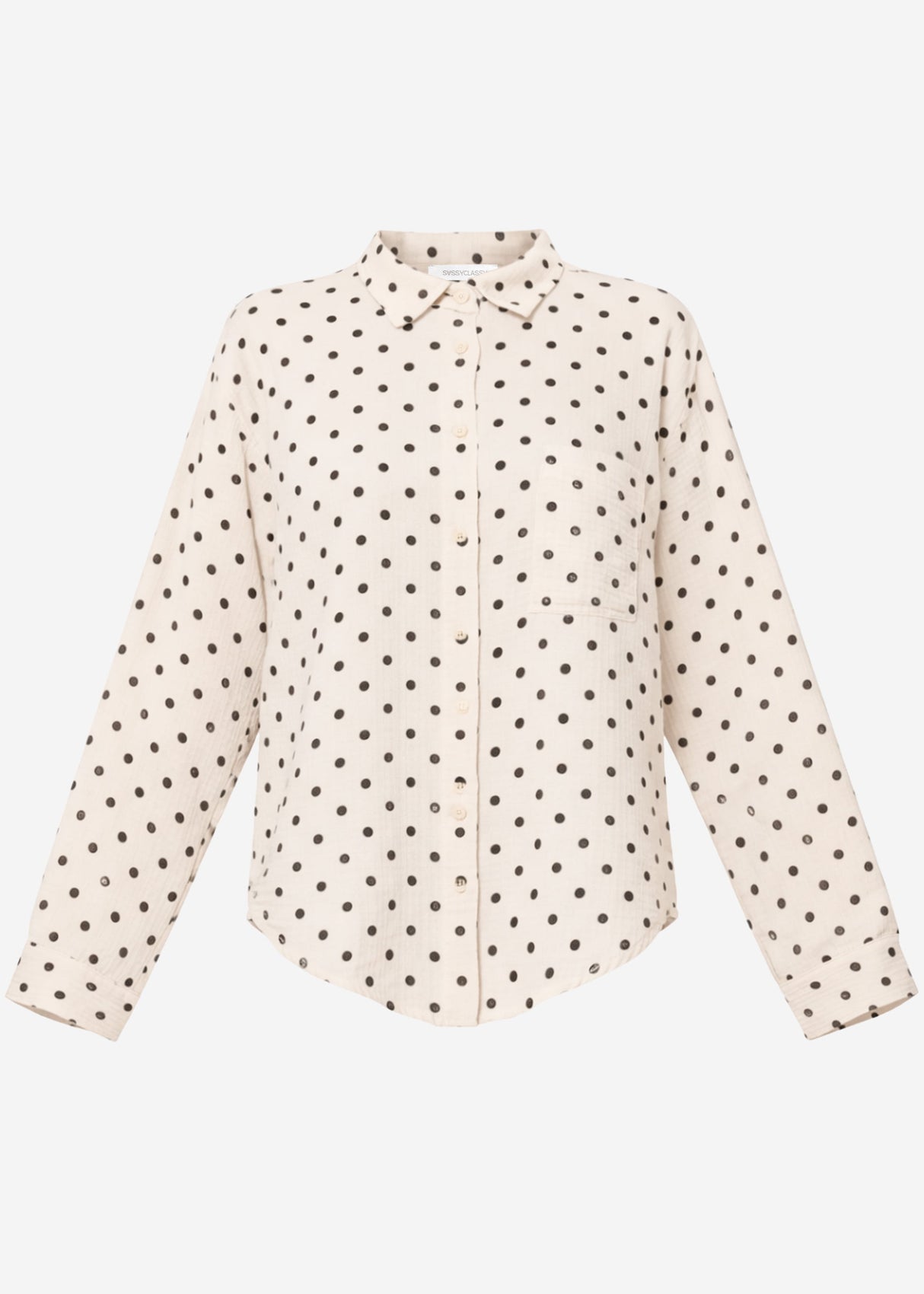 Musselin Hemdbluse mit Punkten - beige
