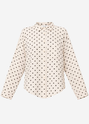 Musselin Hemdbluse mit Punkten - beige