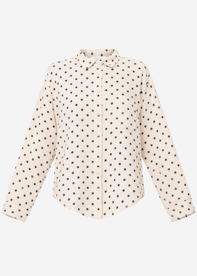Musselin Hemdbluse mit Punkten - beige