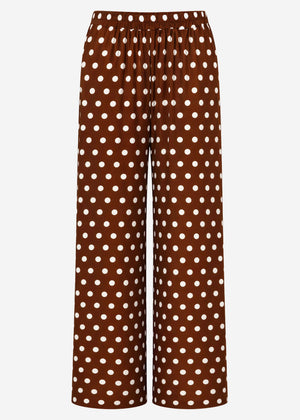 Weite Hose mit Punktemuster - braun-beige