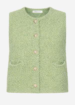 Bouclé-Weste mit Taschen - grün