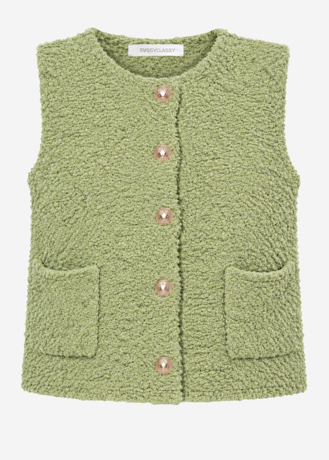 Bouclé waistcoat with pockets - green