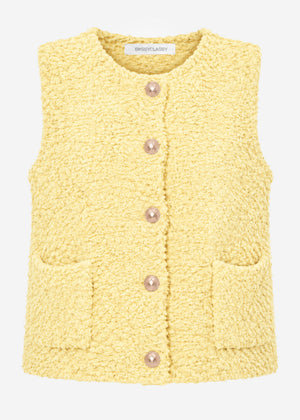 Bouclé-Weste mit Taschen - buttergelb