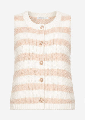 Bouclé vest with block stripes - beige-off-white