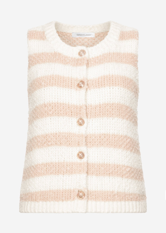 Bouclé-Weste mit Blockstreifen - beige-offwhite