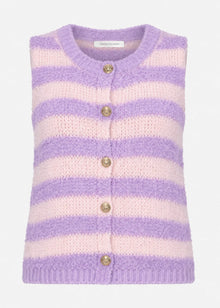 Bouclé waistcoat with block stripes - lilac-rose