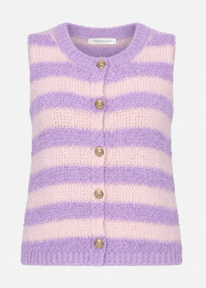 Bouclé-Weste mit Blockstreifen - rosa-flieder