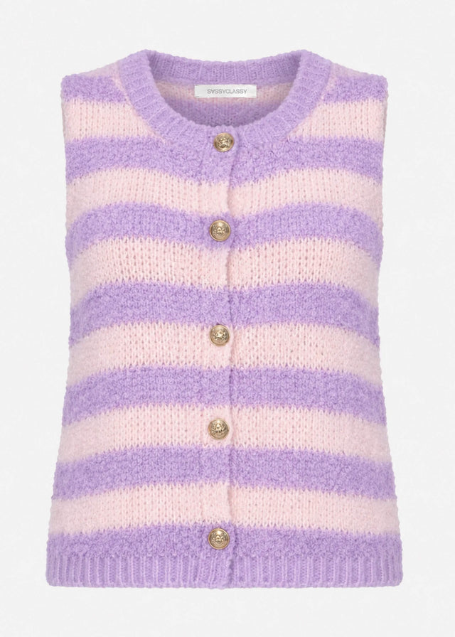 Bouclé waistcoat with block stripes - lilac-rose