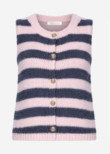 Bouclé waistcoat with block stripes - grey-rose