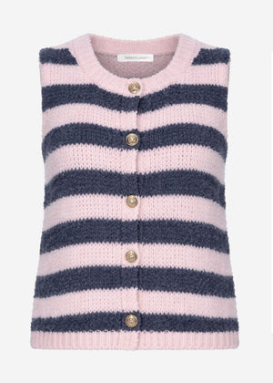 Bouclé-Weste mit Blockstreifen - rosa-grau