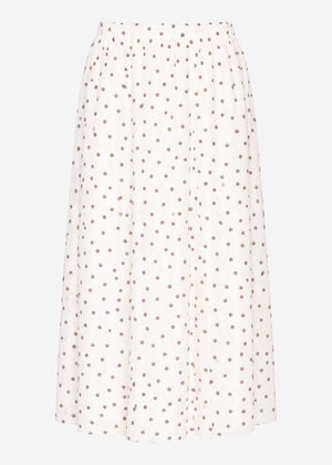 Long chiffon skirt with dot pattern - offwhite
