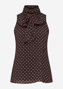Chiffon top with polka dots - brown