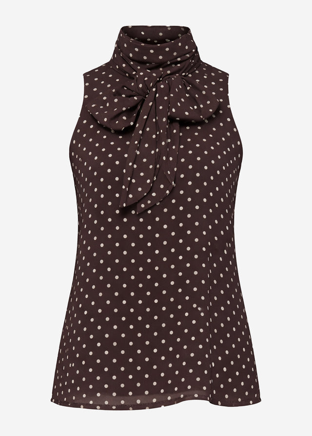 Chiffon top with polka dots - brown