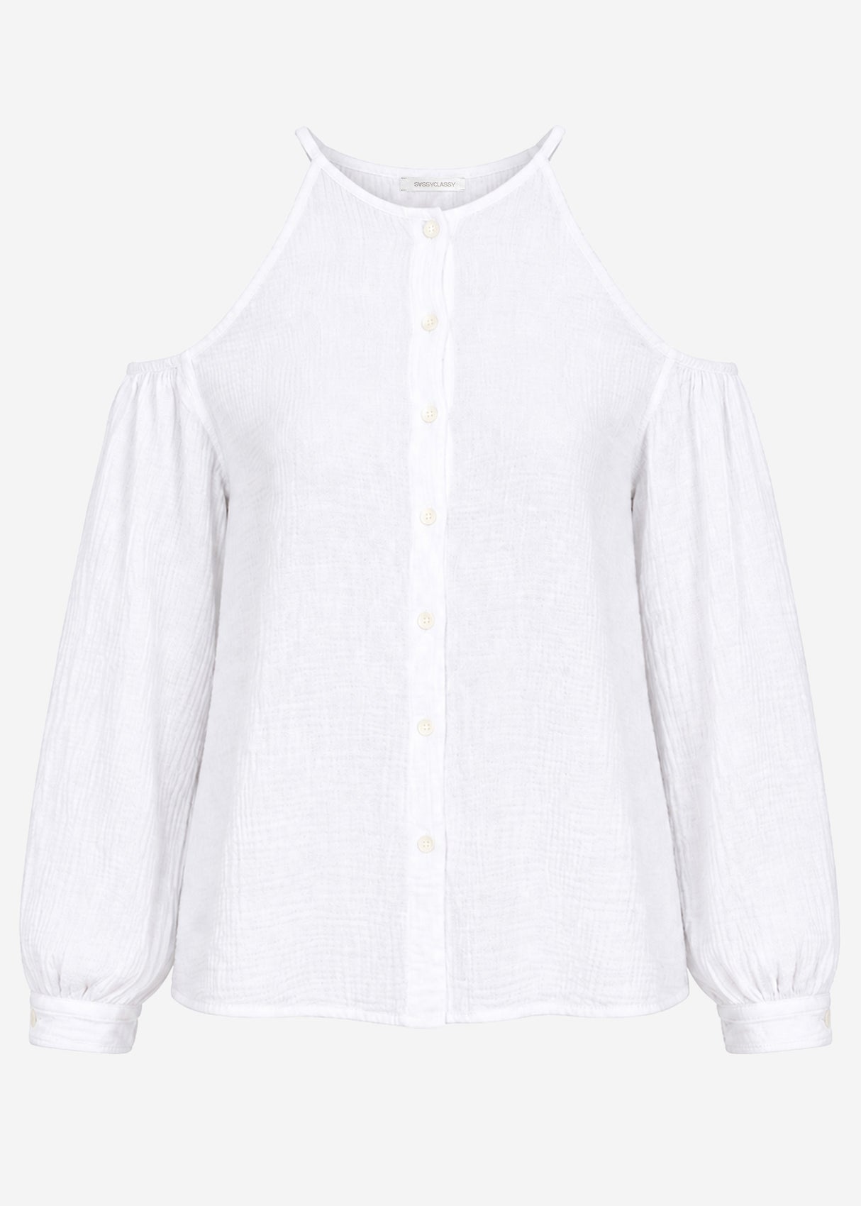 Musselin Bluse mit Cut-Outs - weiß