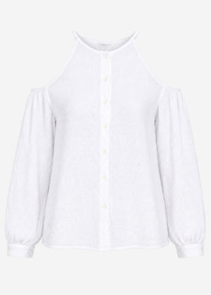 Musselin Bluse mit Cut-Outs - weiß