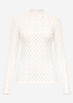 Long-sleeved lace shirt - off-white