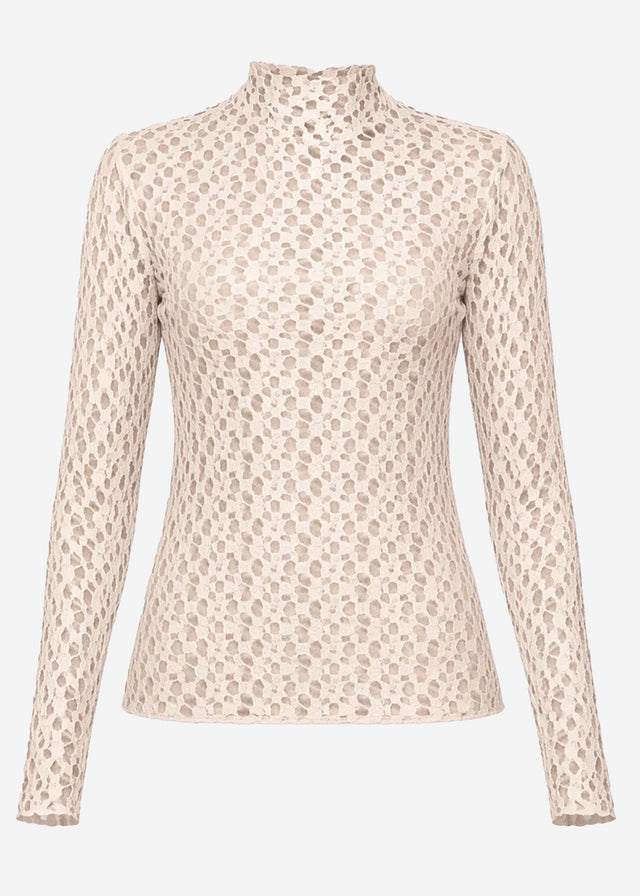 Langarmshirt aus Spitze - beige