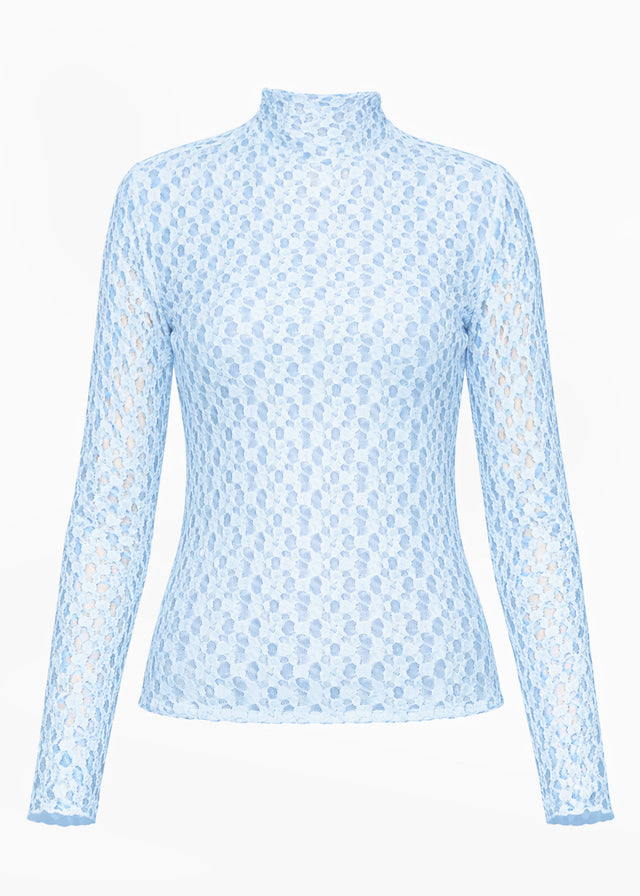 Langarmshirt aus Spitze - eisblau