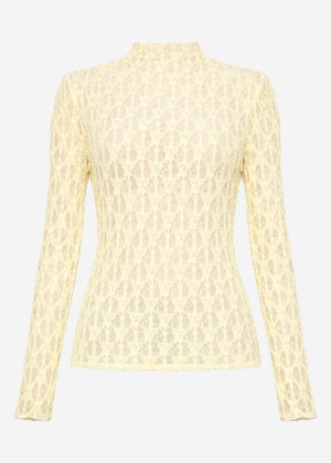 Long-sleeved lace shirt - butter yellow