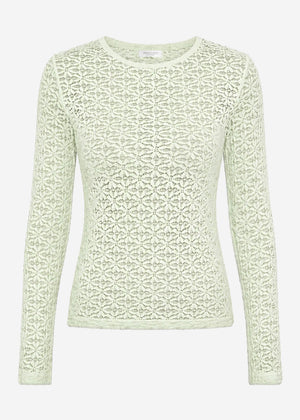 Langarmshirt aus floraler Spitze - salbeigrün