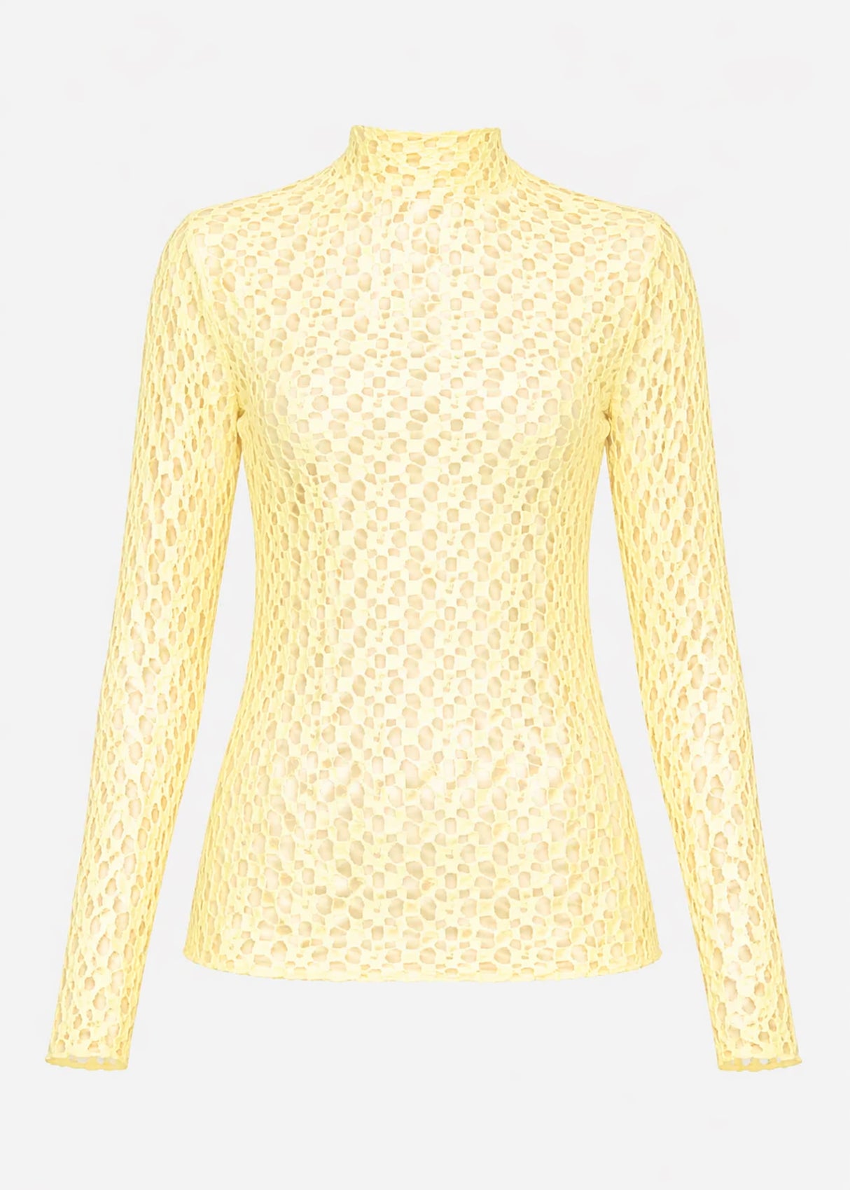 Langarmshirt aus Spitze - gelb