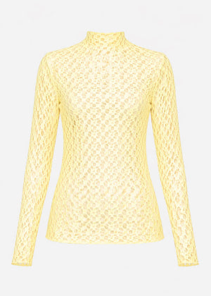 Langarmshirt aus Spitze - gelb