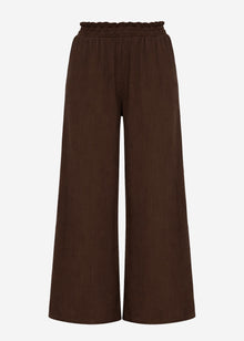 Wide-leg muslin trousers - brown