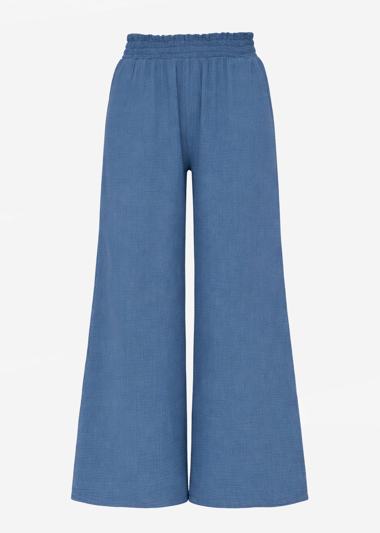 Muslin Wide-Leg Pants - Denim Blue
