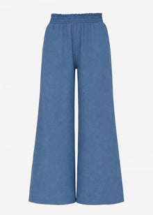 Muslin Wide-Leg Pants - Denim Blue