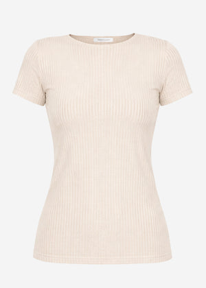 Ribbed jersey T-shirt - beige