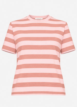 T-Shirt mit Blockstreifen - rosa-braun