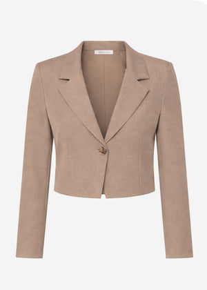Cropped Blazer - dunkelbeige