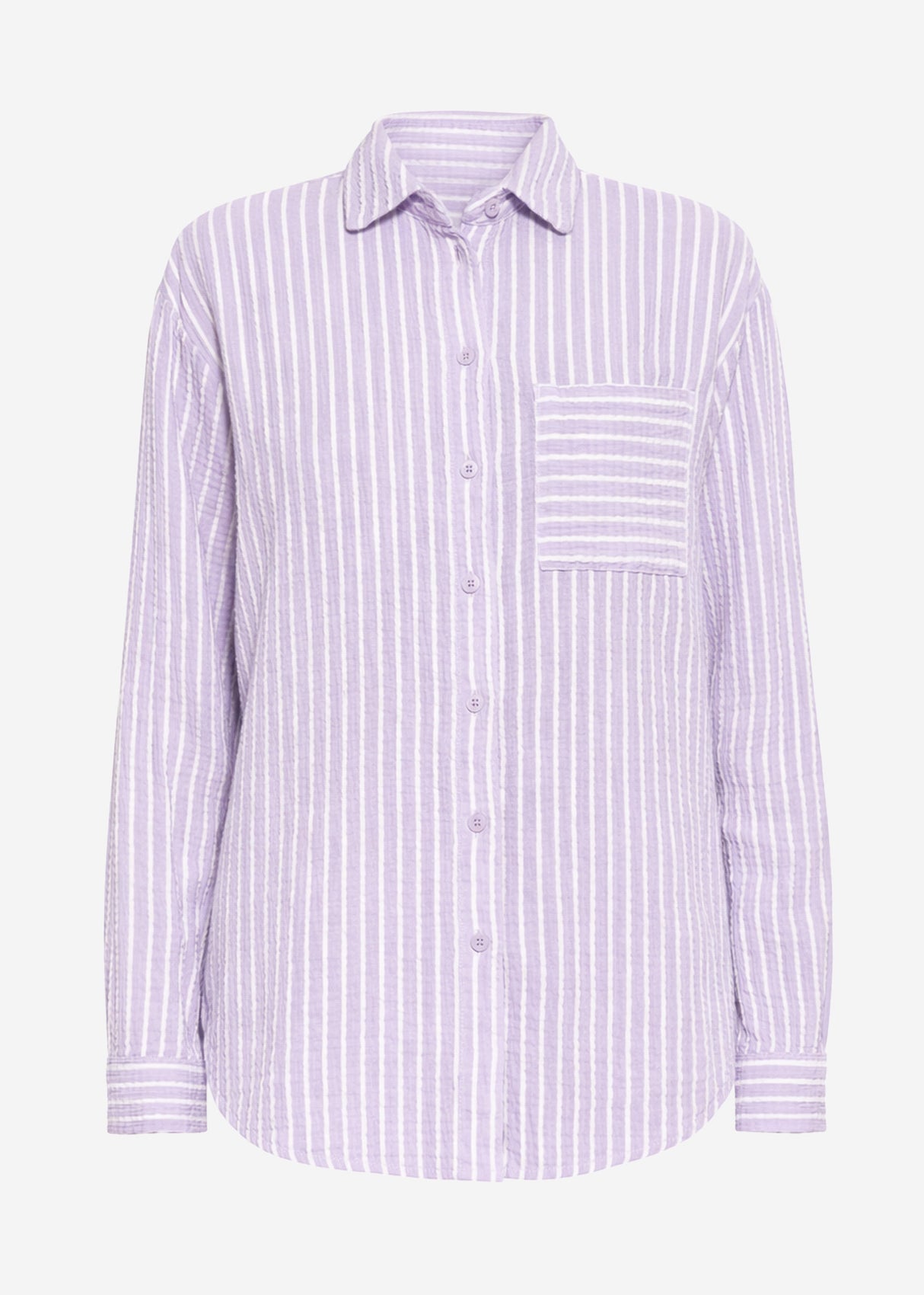 Gestreifte Musselin Hemdbluse - flieder