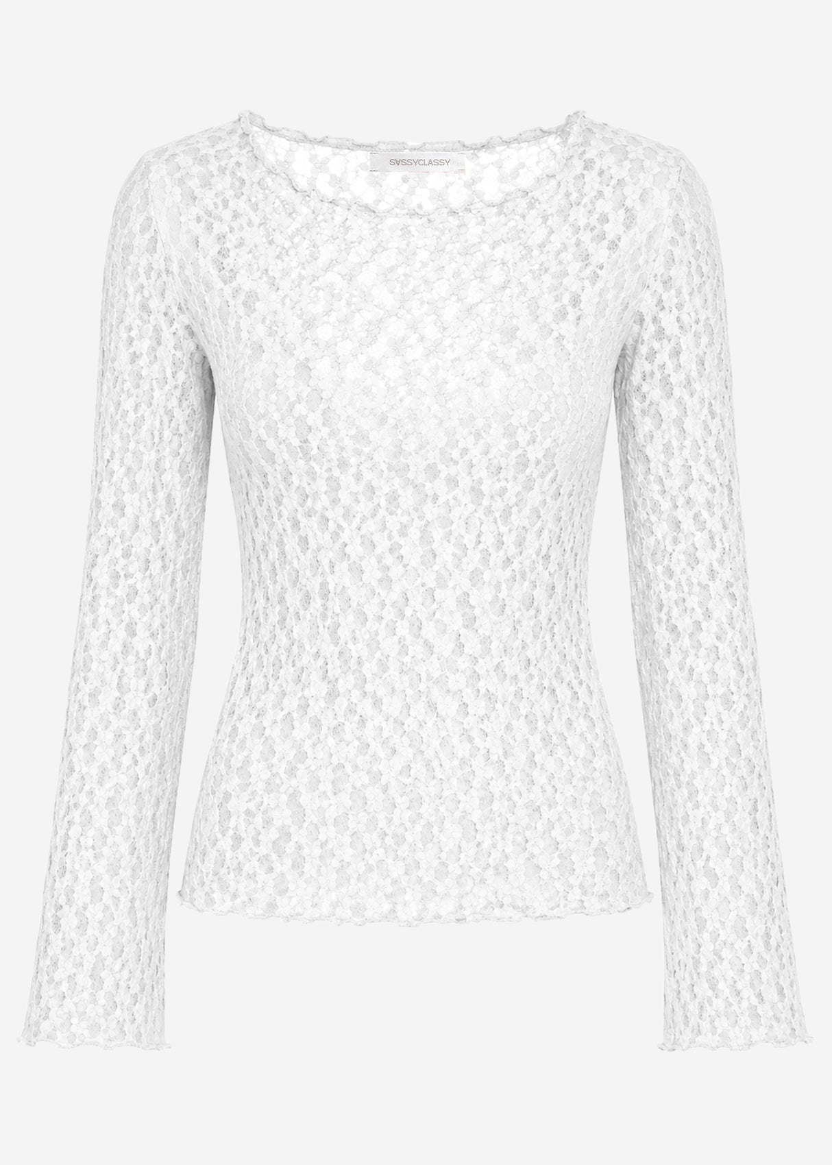 Langarm Spitzenshirt mit weiten Ärmeln - offwhite