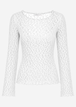 Langarm Spitzenshirt mit weiten Ärmeln - offwhite