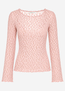 Langarm Spitzenshirt mit weiten Ärmeln - rosa