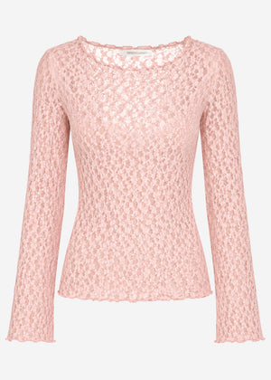 Langarm Spitzenshirt mit weiten Ärmeln - rosa