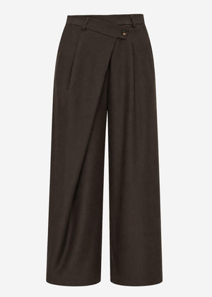 Hose mit Bundfalten und asymmetrischem Design - braun