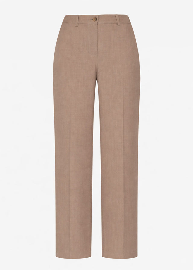 High-waisted straight-leg trousers - dark beige