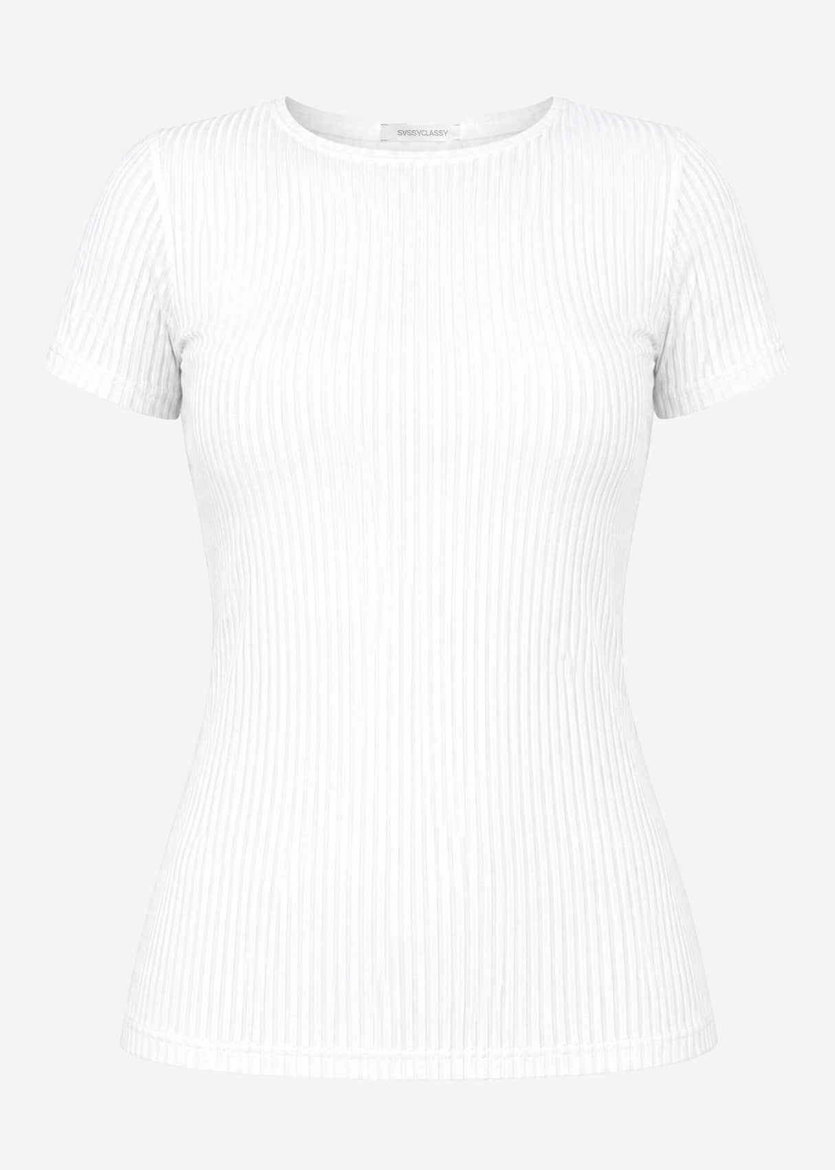 T-Shirt in geripptem Jersey - offwhite