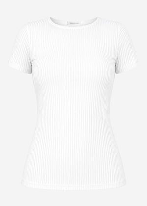 T-Shirt in geripptem Jersey - offwhite