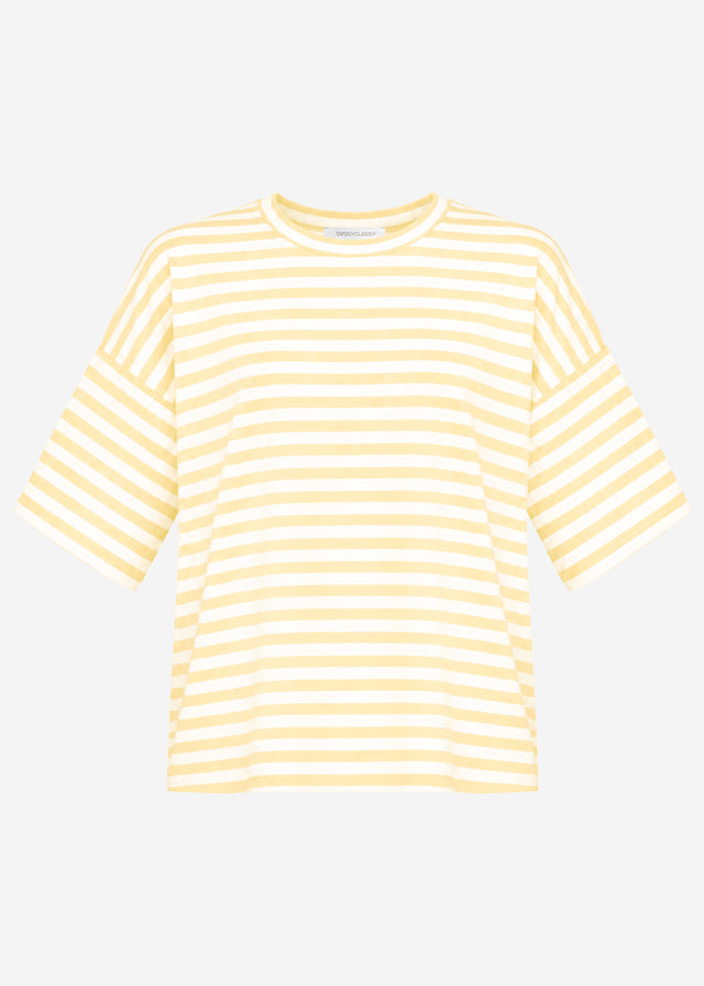 Oversized T-shirt with stripes - yellow-white