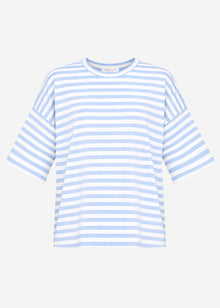 Oversized T-shirt with stripes - blue-white