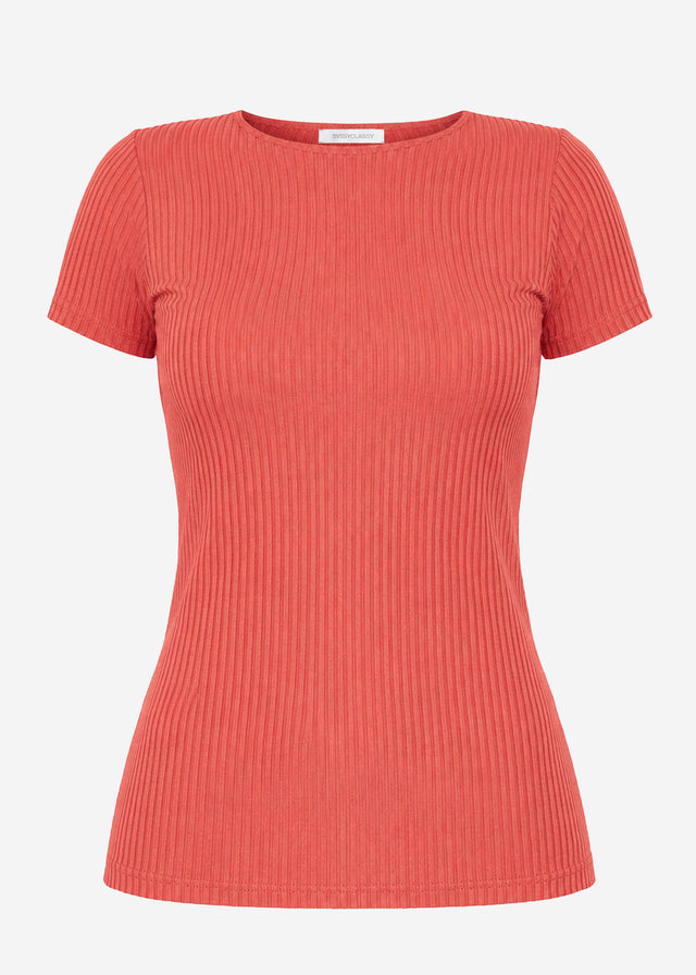 Ribbed jersey T-shirt - lobster