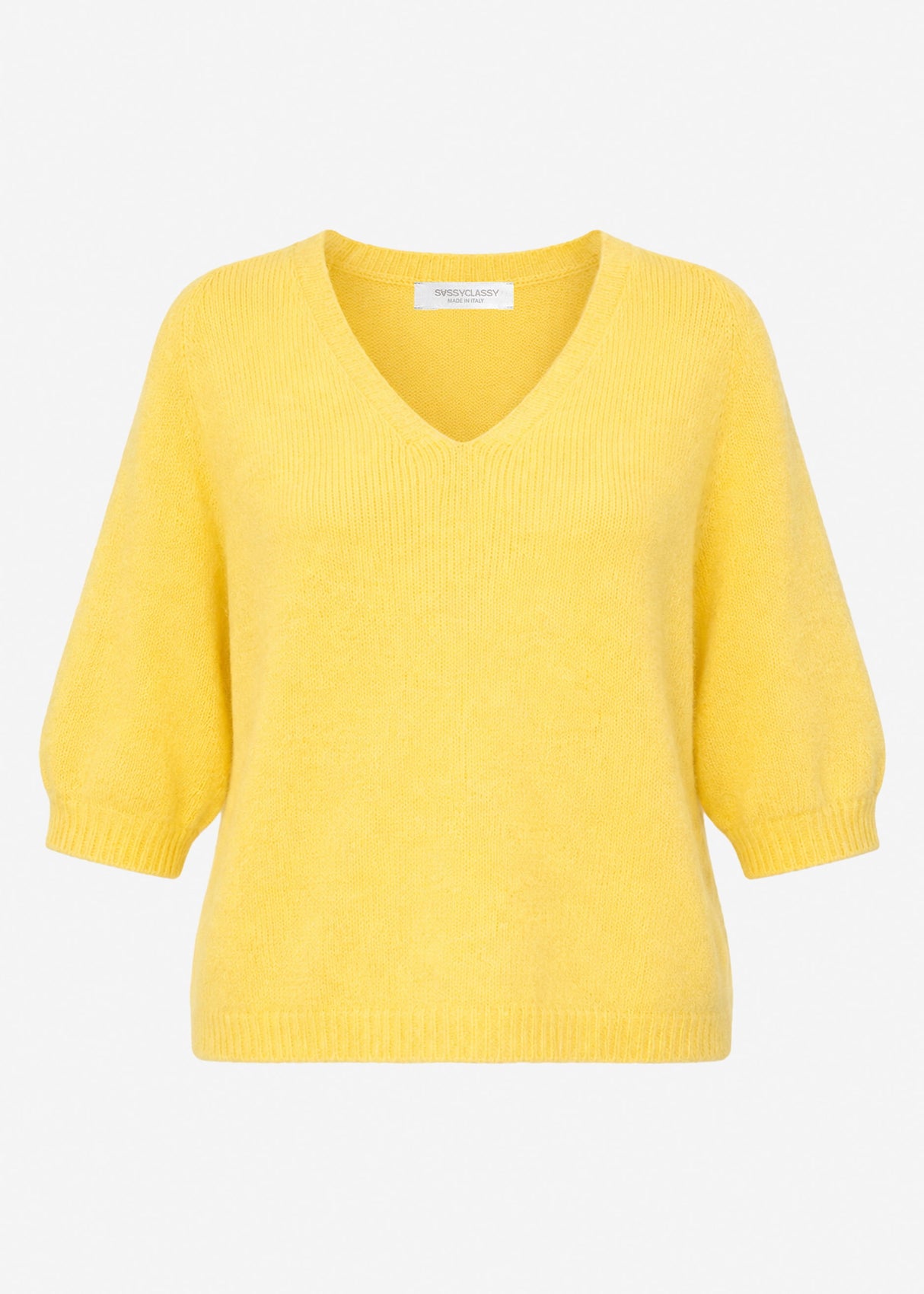 Strickoberteil mit V-Ausschnitt - gelb