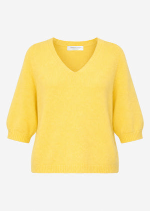 Strickoberteil mit V-Ausschnitt - gelb