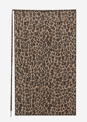 Mesh Pareo mit Leo-Print - braun