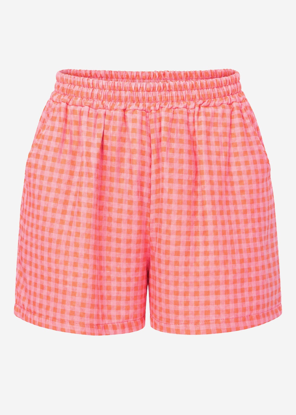 Musselin Shorts mit Vichy-Print - koralle