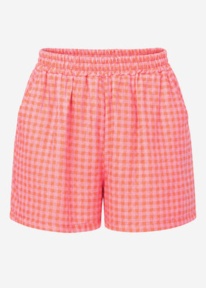 Musselin Shorts mit Vichy-Print - koralle